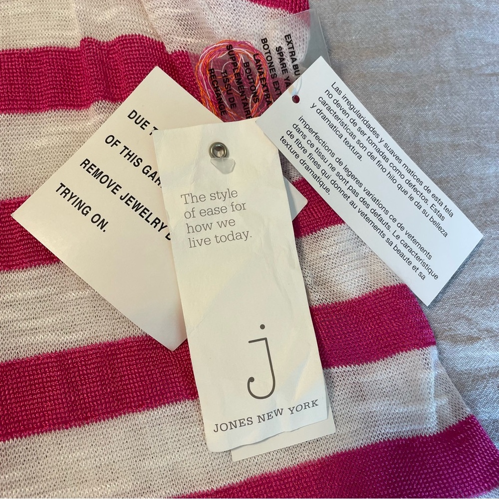 Jones New York Size 2XL Long Pink/ Orange Stripe Pull-Over Cruise Comfortable - Picture 4 of 6